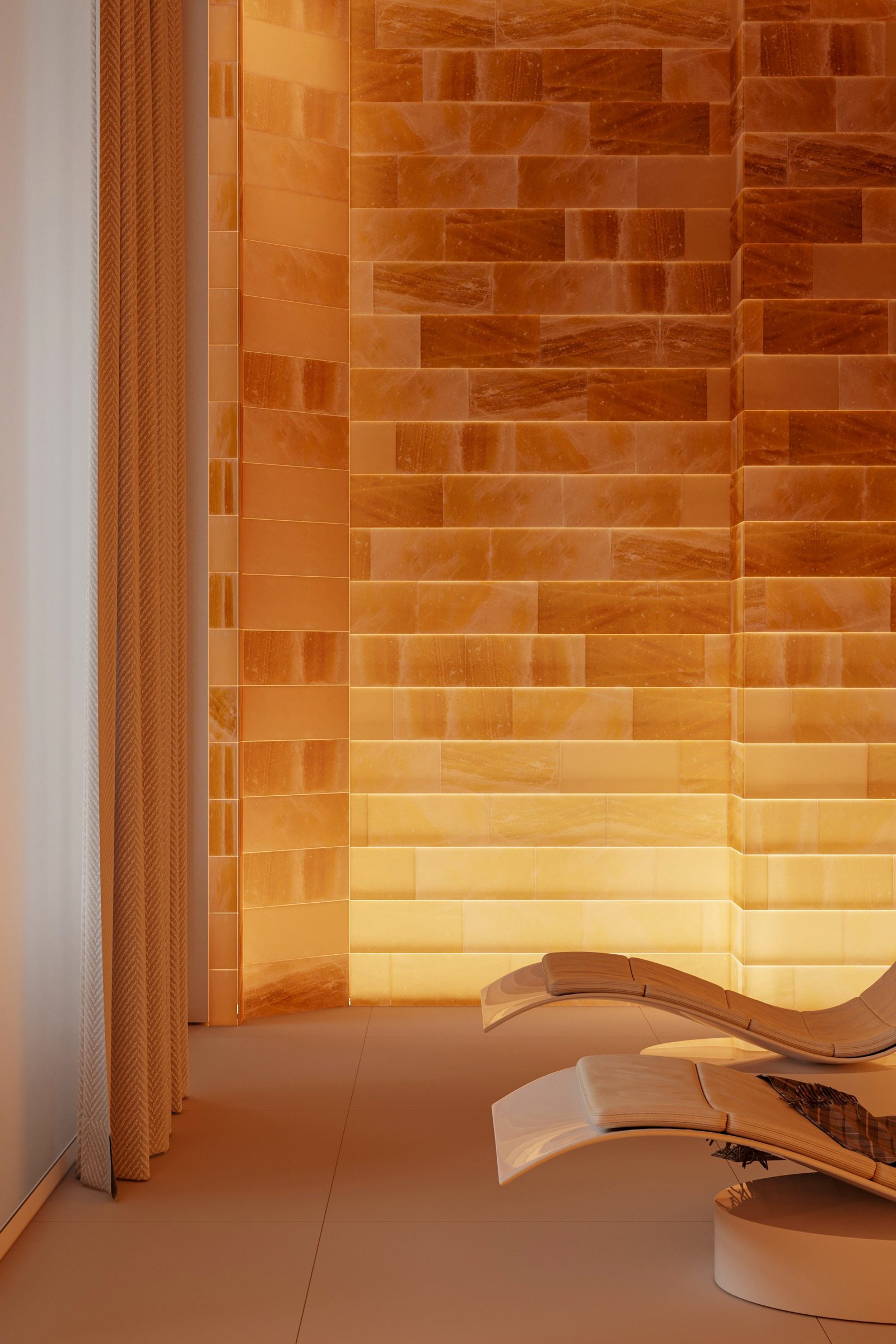 Salt room amber walls